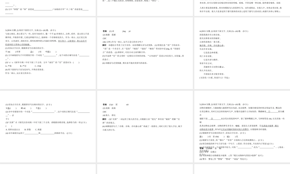 （安徽专用）中考语文总复习 第一部分 语文积累与运用 专题二 小语段阅读（试题部分）课件-人教版初中九年级全册语文课件