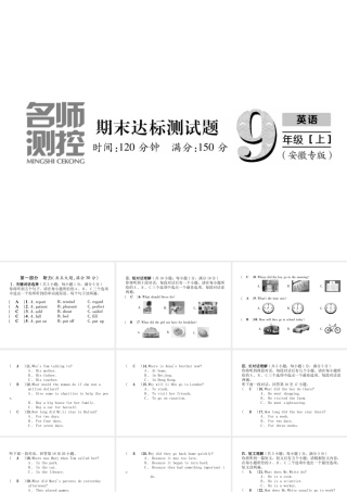 （安徽专版）秋九年级英语全册 期末达标测试卷习题课件 （新版）人教新目标版-（新版）人教新目标版初中九年级全册英语课件