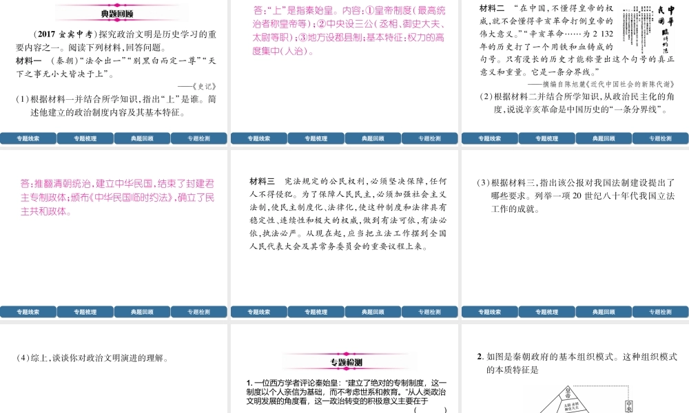 （宜宾专版）中考历史总复习 第2编 热点专题速查 专题2 专制到民主、人治到法治课件-人教版初中九年级全册历史课件