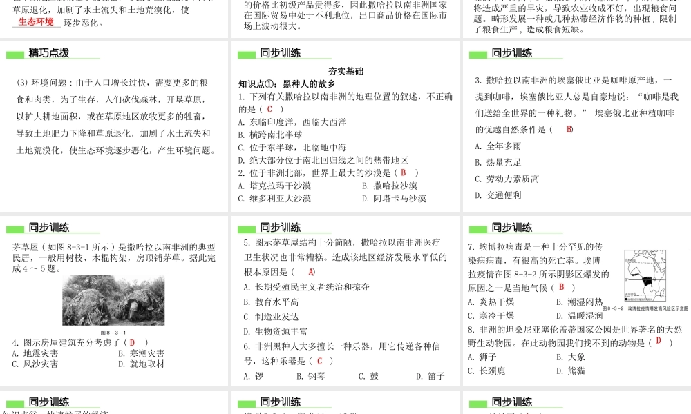 （广东专版）七年级地理下册 第八章 第三节 撒哈拉以南非洲导学练课件 （新版）新人教版-（新版）新人教版初中七年级下册地理课件