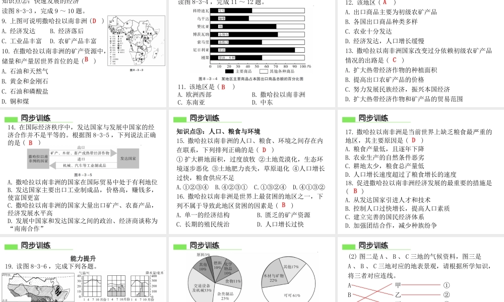 （广东专版）七年级地理下册 第八章 第三节 撒哈拉以南非洲导学练课件 （新版）新人教版-（新版）新人教版初中七年级下册地理课件