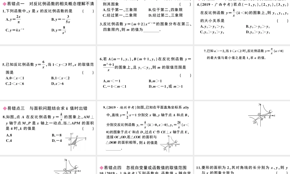 （安徽专级数学下册 易错易混集训 反比例函数课件（新版）新人教版-（新版）新人教级下册数学课件