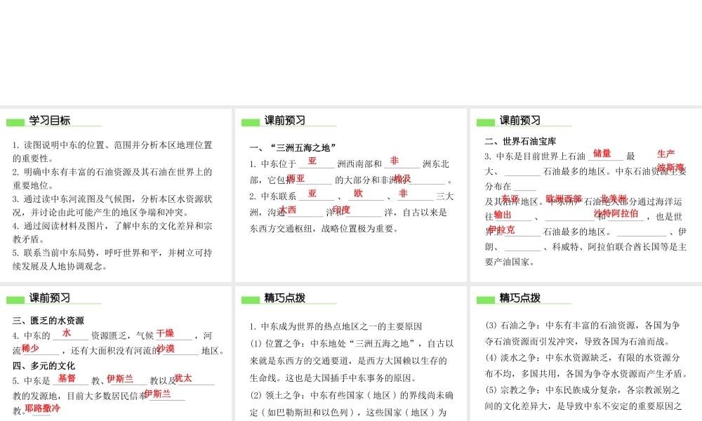 （广东专版）七年级地理下册 第八章 第一节 中东导学练课件 （新版）新人教版-（新版）新人教版初中七年级下册地理课件