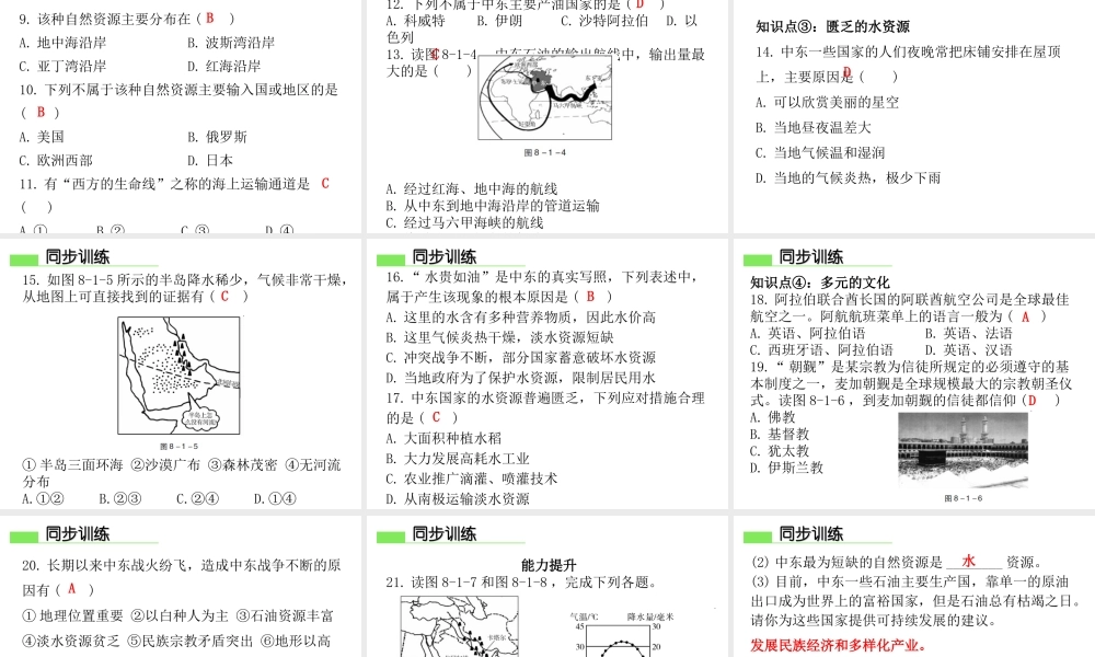 （广东专版）七年级地理下册 第八章 第一节 中东导学练课件 （新版）新人教版-（新版）新人教版初中七年级下册地理课件