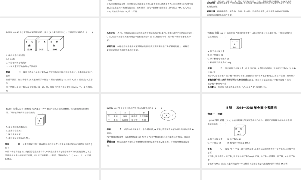 （安徽专用）中考化学复习 专题八 物质的组成和分类（试卷部分）课件-人教版初中九年级全册化学课件