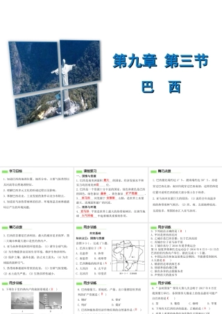（广东专版）七年级地理下册 第九章 第三节 巴西习题课件 （新版）粤教版-（新版）粤教版初中七年级下册地理课件