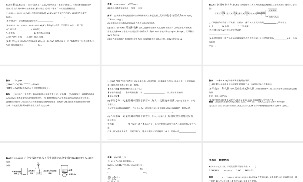 （安徽专用）中考化学复习 专题六 盐 化肥（试卷部分）课件-人教版初中九年级全册化学课件