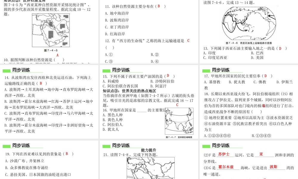 （广东专版）七年级地理下册 第七章 第四节 西亚课件 （新版）粤教版-（新版）粤教版初中七年级下册地理课件
