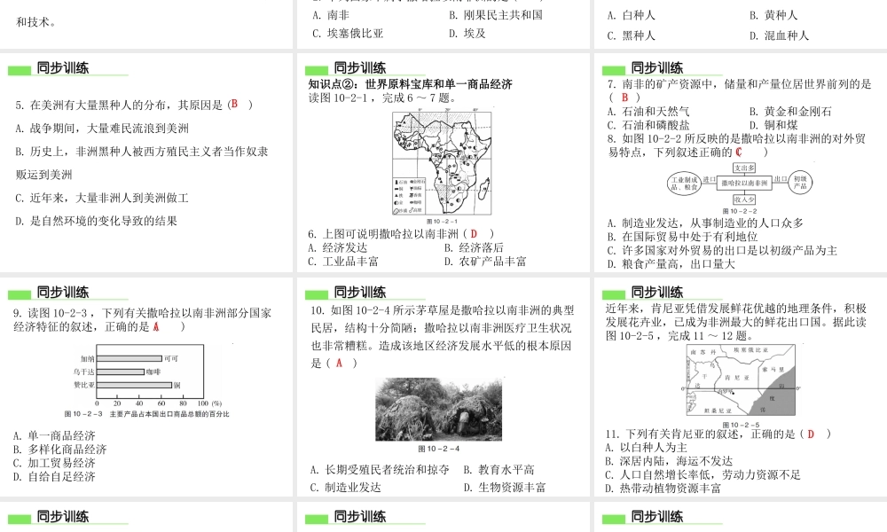 （广东专版）七年级地理下册 第十章 第二节 撒哈拉以南非洲课件 （新版）粤教版-（新版）粤教版初中七年级下册地理课件