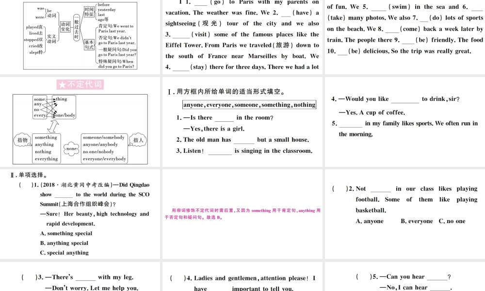 （山西专版）秋八年级英语上册 Unit 1 Where did you go on vacation单元语法专项习题课件（新版）人教新目标版-（新版）人教新目标版初中八年级上册英语课件