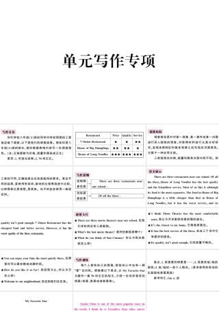 （山西专版）秋八年级英语上册 Unit 4 What’s the best movie theater单元写作专项习题课件（新版）人教新目标版-（新版）人教新目标版初中八年级上册英语课件