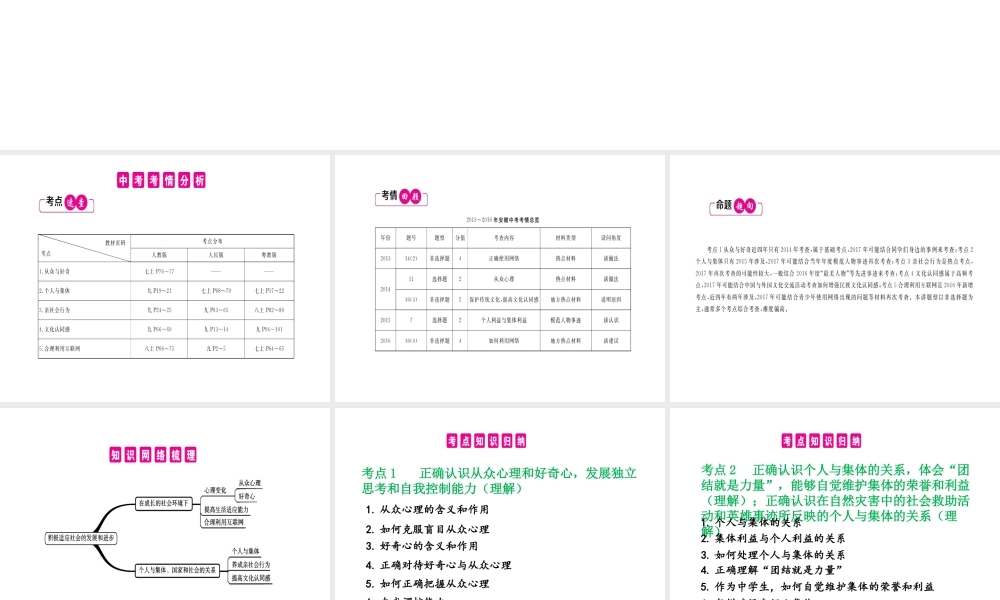 （安徽专用）中考政治总复习 第七单元 积极适应社会的发展和进步课件-人教版初中九年级全册政治课件
