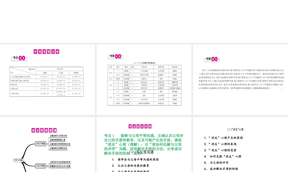 （安徽专用）中考政治总复习 第四单元 交往与沟通课件-人教版初中九年级全册政治课件