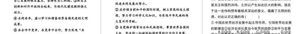 （安徽专用）中考政治总复习 专题九 世界舞台 中国声音课件-人教版初中九年级全册政治课件