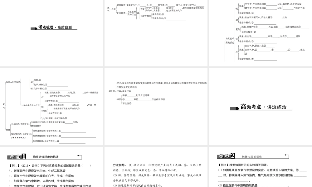 （山西地区）中考化学总复习 第一篇 考点聚焦 第2讲 氧气的性质和制取课件-人教版初中九年级全册化学课件
