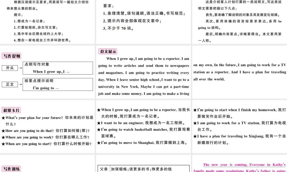 （山西专版）秋八年级英语上册 Unit 6 I’m going to study computer science单元写作专项习题课件（新版）人教新目标版-（新版）人教新目标版初中八年级上册英语课件
