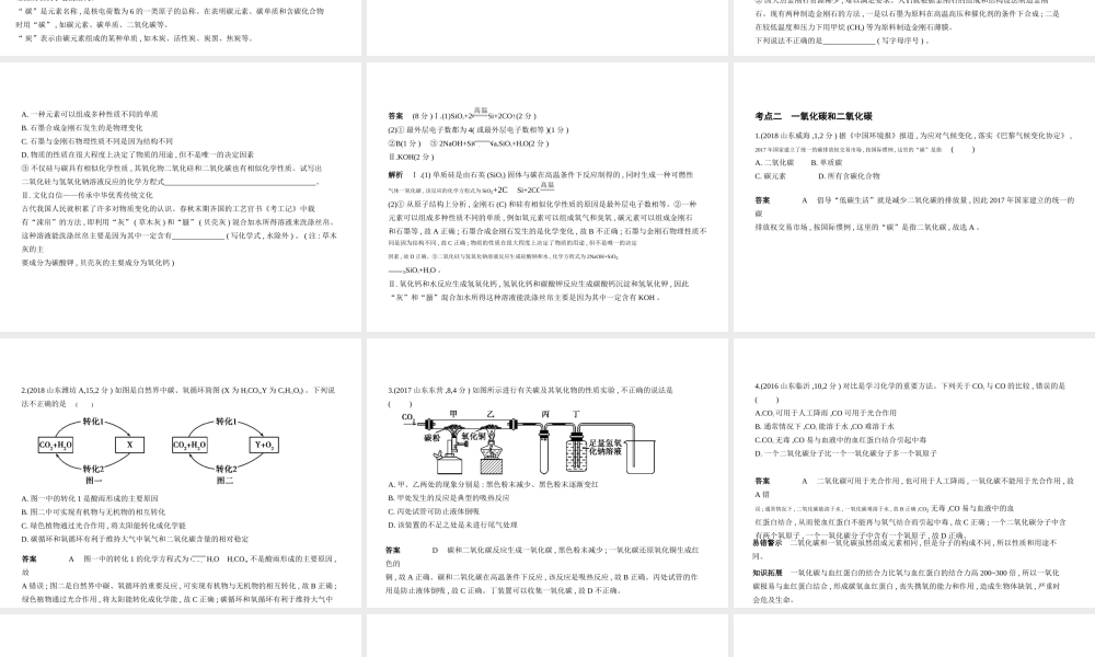 （山东专版）中考化学复习 专题二 碳和碳的氧化物（试卷部分）课件-人教版初中九年级全册化学课件