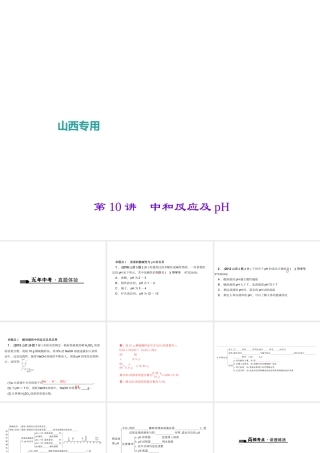 （山西地区）中考化学总复习 第一篇 考点聚焦 第10讲 中和反应及pH课件-人教版初中九年级全册化学课件