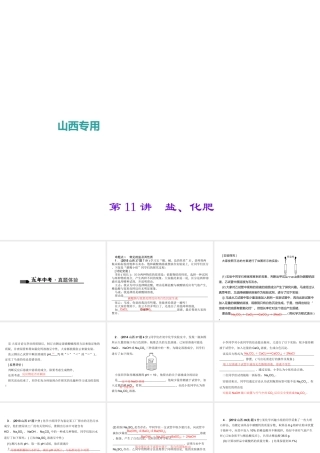 （山西地区）中考化学总复习 第一篇 考点聚焦 第11讲 盐、化肥课件-人教版初中九年级全册化学课件