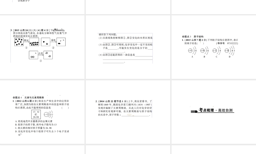 （山西地区）中考化学总复习 第一篇 考点聚焦 第13讲 构成物质的微粒 元素课件-人教版初中九年级全册化学课件