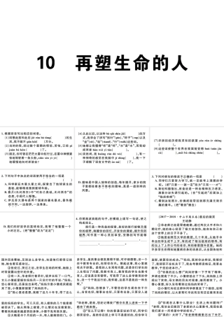 （广东专版）七年级语文上册 第三单元 10再塑生命的人习题讲评课件 新人教版-新人教版初中七年级上册语文课件