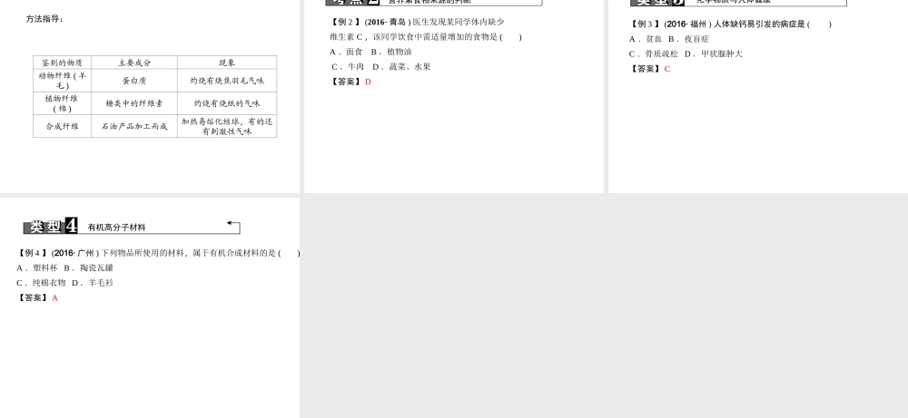 （山西地区）中考化学总复习 第一篇 考点聚焦 第19讲 化学与生活课件-人教版初中九年级全册化学课件