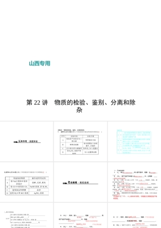 （山西地区）中考化学总复习 第一篇 考点聚焦 第22讲 物质的检验、鉴别、分离和除杂课件-人教版初中九年级全册化学课件