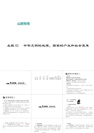 （山西地区）中考历史 主题01 中华文明的起源、国家的产生和社会变革课件-人教版初中九年级全册历史课件