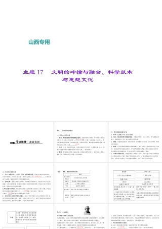 （山西地区）中考历史 主题17 文明的冲撞与融合、科学技术与思想文化课件-人教版初中九年级全册历史课件