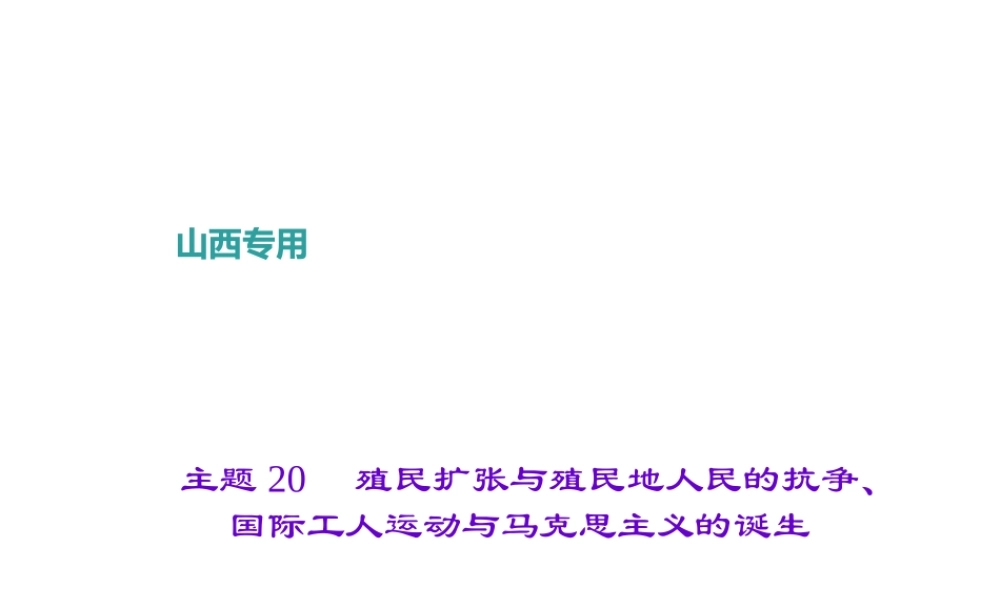 （山西地区）中考历史 主题20 殖民扩张与殖民地人民的抗争、国际工人运动与马克思主义的诞生课件-人教版初中九年级全册历史课件