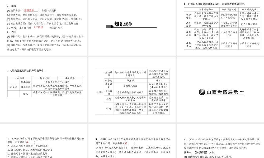 （山西地区）中考历史 主题21 资产阶级统治的巩固与扩大课件-人教版初中九年级全册历史课件
