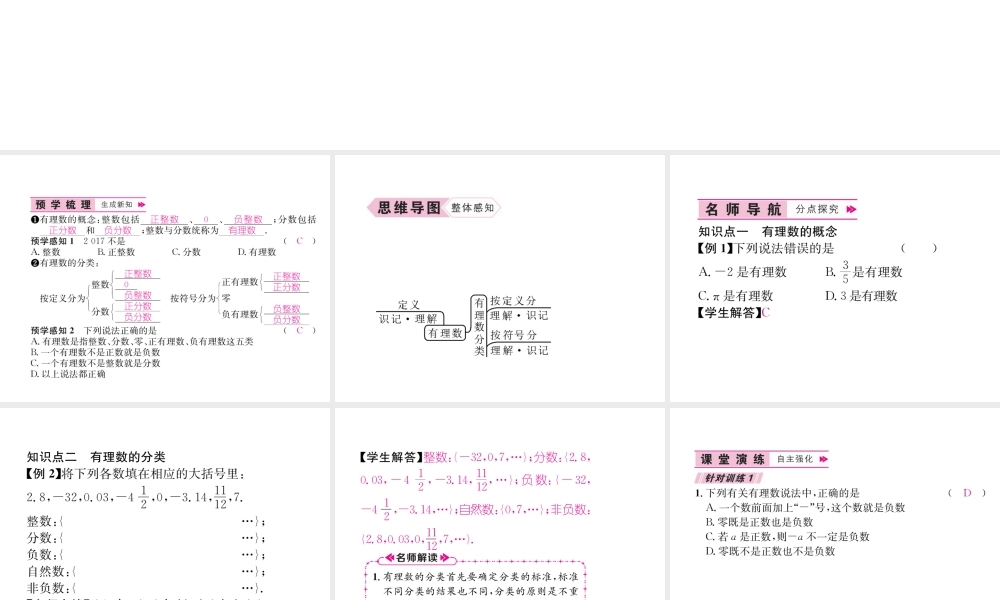 （山西专级数学上册 第1章 有理数 1.2 有理数 1.2.1 有理数习题课件 （新版）新人教版-（新版）新人教级上册数学课件