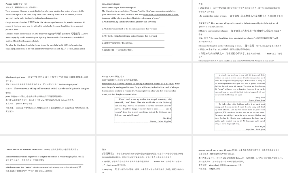 （山东专用）中考英语复习 专题二十 任务型阅读（试卷部分）（含18年中考真题精解精析）课件-人教版初中九年级全册英语课件