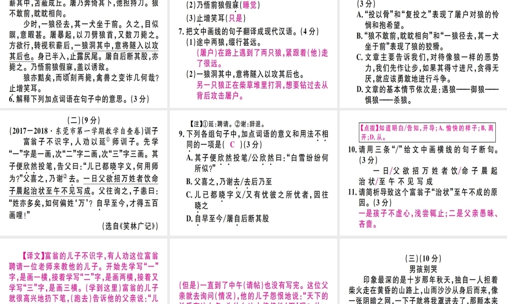 （广东专版）七年级语文上册 期末习题讲评课件 新人教版-新人教版初中七年级上册语文课件