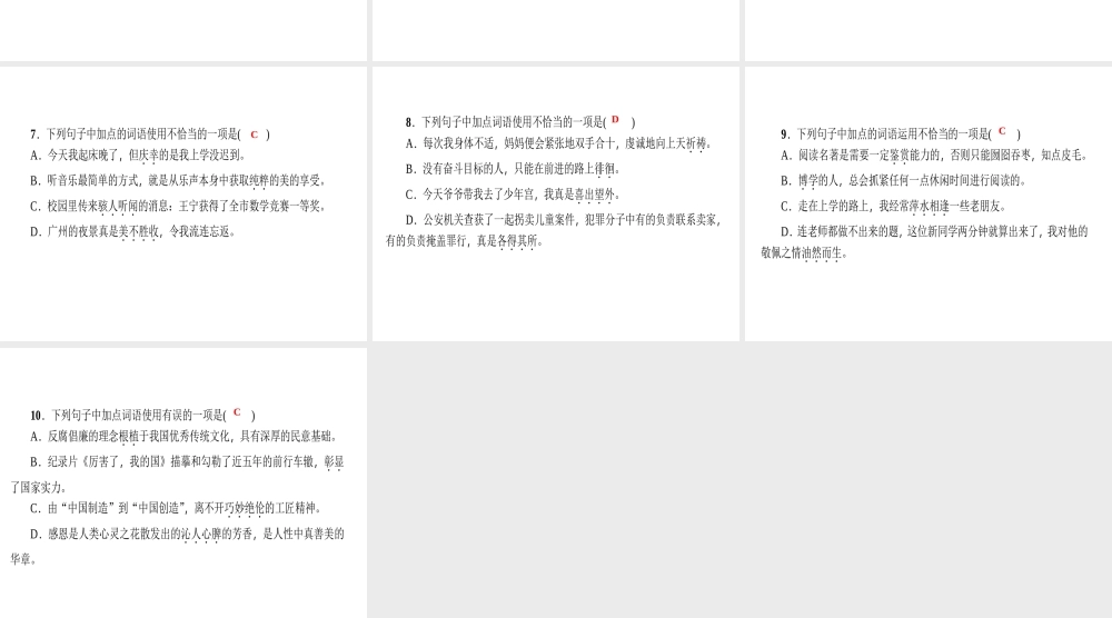 （广东专版）七年级语文上册 专题复习三 词语运用课件 新人教版-新人教版初中七年级上册语文课件