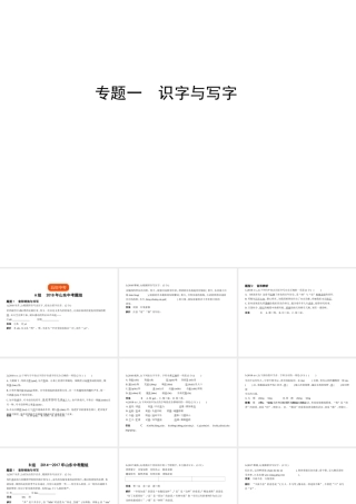 （山东专用）中考语文总复习 第一部分 基础知识积累与运用 专题一 识字与写字（试题部分）课件-人教版初中九年级全册语文课件
