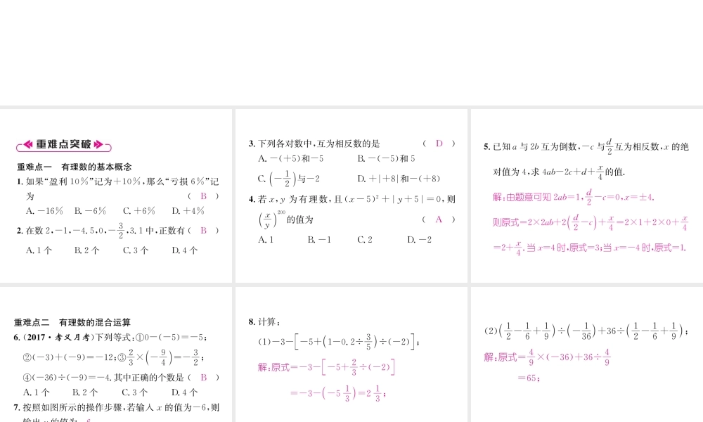 （山西专用）秋七年级数学上册 第1章 有理数整合与提升习题课件 （新版）新人教版-（新版）新人教版初中七年级上册数学课件