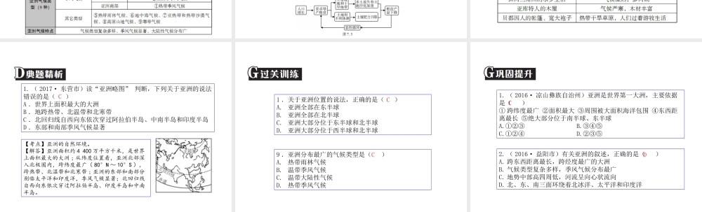 （广东专版）中考地理 中考解读 专题复习七 我们生活的大洲 亚洲课件-人教版初中九年级全册地理课件