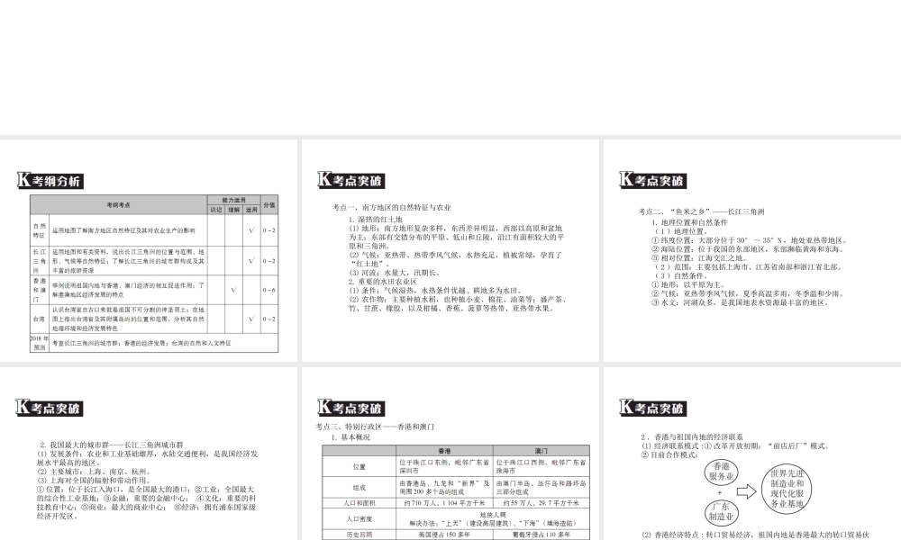 （广东专版）中考地理 中考解读 专题复习十七 南方地区课件-人教版初中九年级全册地理课件