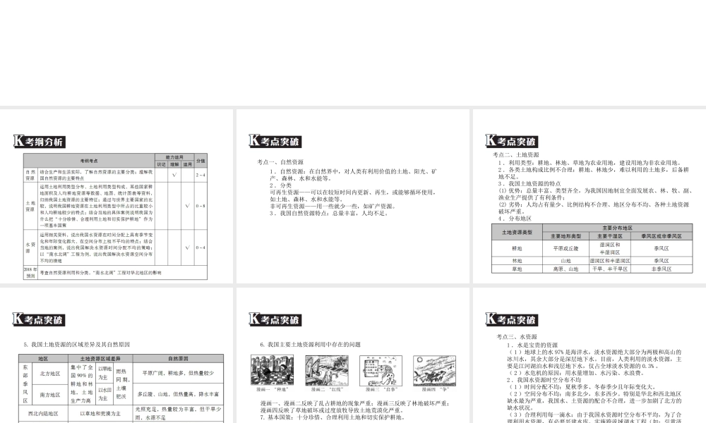 （广东专版）中考地理 中考解读 专题复习十三 中国的自然资源课件-人教版初中九年级全册地理课件