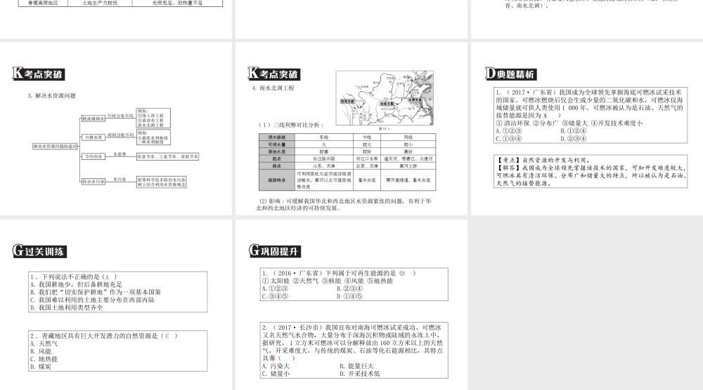 （广东专版）中考地理 中考解读 专题复习十三 中国的自然资源课件-人教版初中九年级全册地理课件