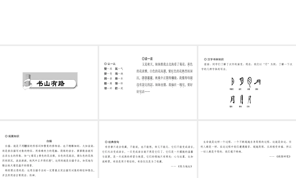 （山西专版）秋七年级语文上册 第二单元 5 秋天的怀念习题课件 新人教版-新人教版初中七年级上册语文课件