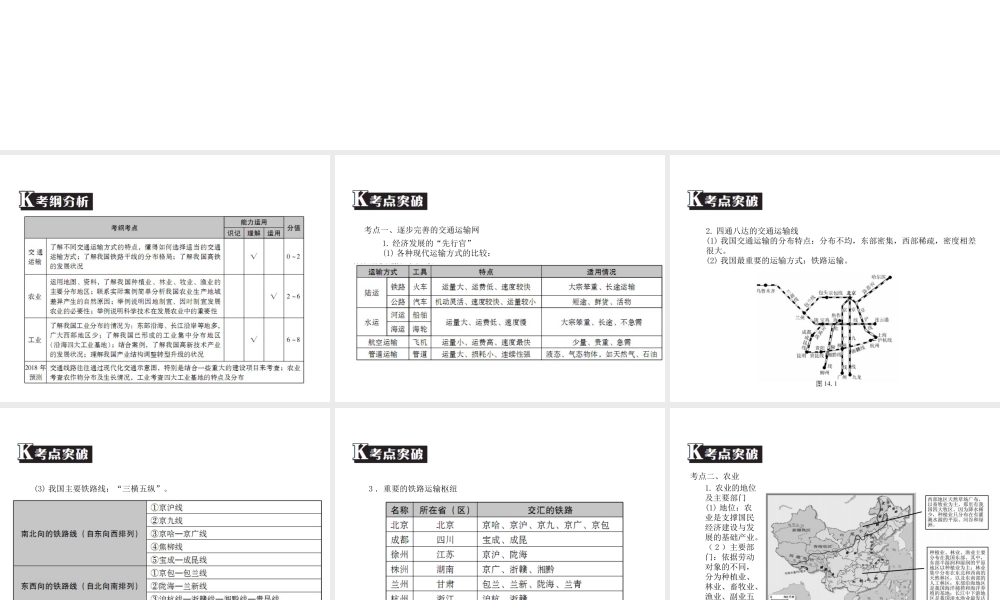 （广东专版）中考地理 中考解读 专题复习十四 中国的经济发展课件-人教版初中九年级全册地理课件