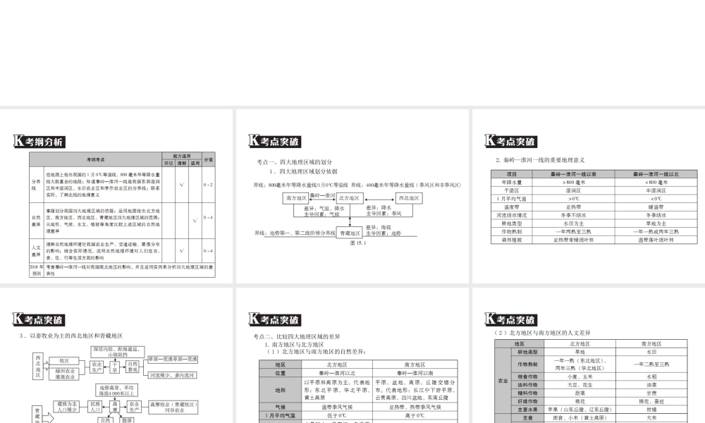 （广东专版）中考地理 中考解读 专题复习十五 中国的地理差异课件-人教版初中九年级全册地理课件