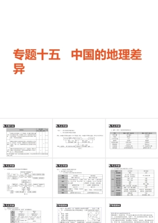 （广东专版）中考地理 中考解读 专题复习十五 中国的地理差异课件-人教版初中九年级全册地理课件