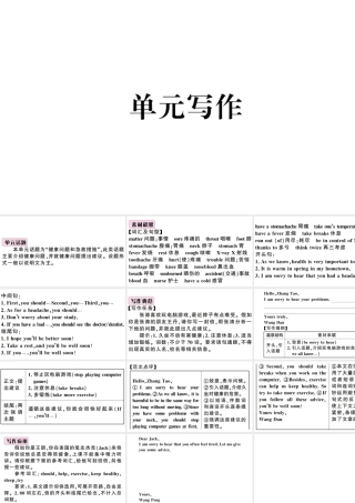 （山西专版）八年级英语下册 Unit 1 What’s the matter单元写作习题课件（新版）人教新目标版-（新版）人教新目标版初中八年级下册英语课件