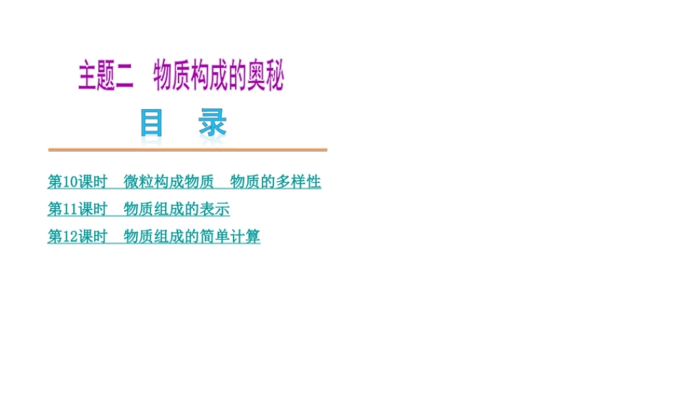 （广东专版）中考化学教材化总复习 主题二 物质构成的秘密课件