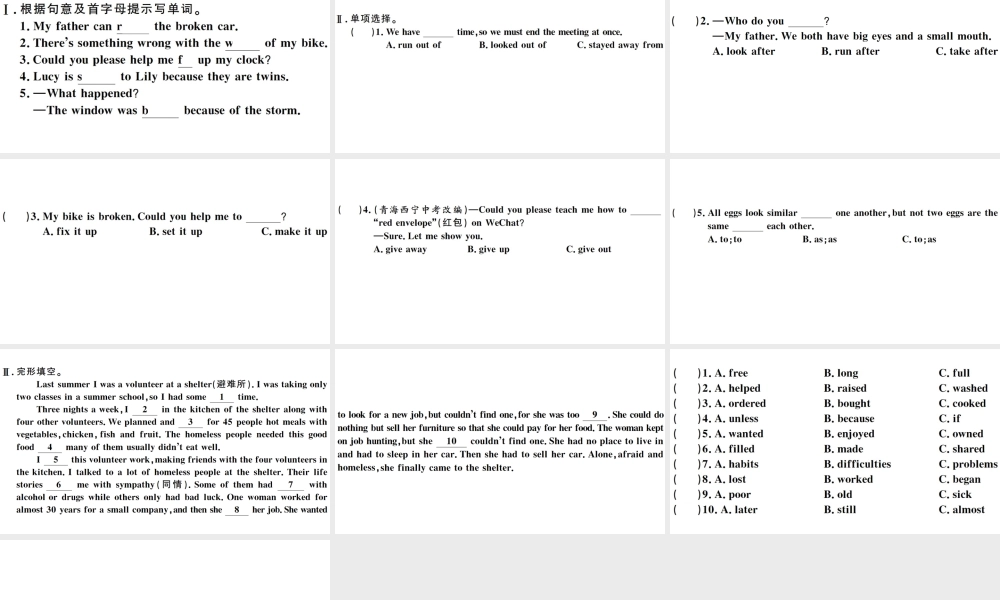 （山西专版）八年级英语下册 Unit 2 I’ll help to clean up the city parks第三课时习题课件（新版）人教新目标版-（新版）人教新目标版初中八年级下册英语课件