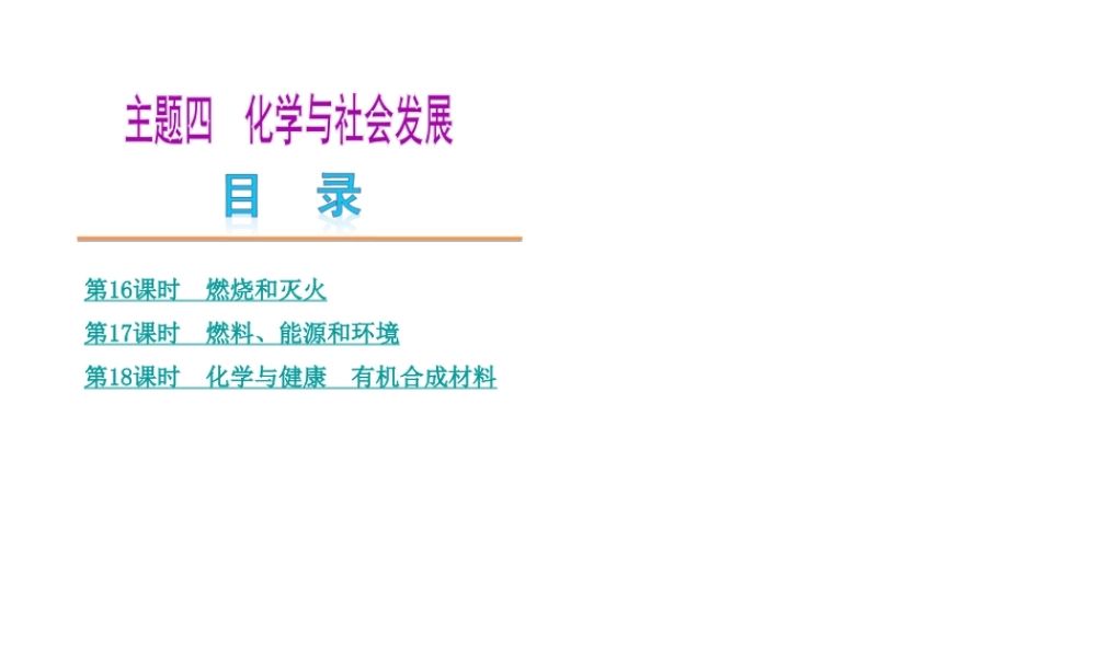 （广东专版）中考化学教材化总复习 主题四 化学与社会发展课件