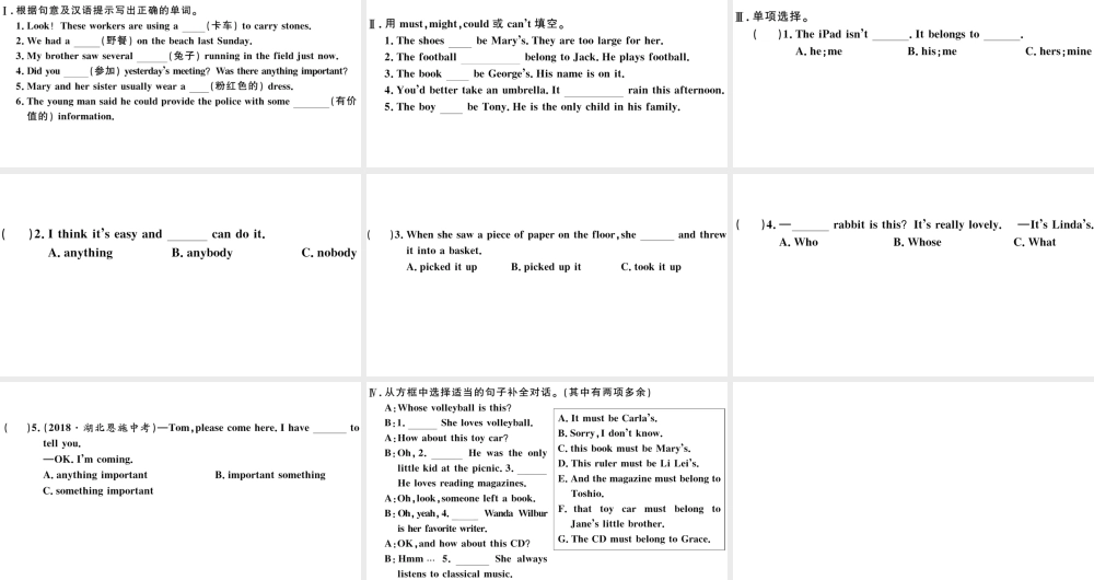 （山西专版）秋九年级英语全册 Unit 8 It must belong to Carla第一课时习题课件（新版）人教新目标版-（新版）人教新目标版初中九年级全册英语课件